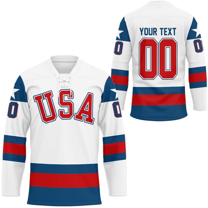 1sttheworld Clothing - (Custom) USA Classic White Ver. Hockey Jersey Style - Hockey Jersey A7 | 1sttheworld