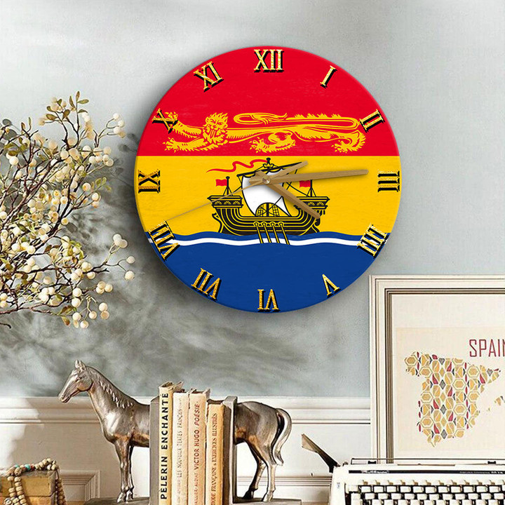 1sttheworld Clock - Canada Flag Of New Brunswick Wooden Clock A7 | 1sttheworld