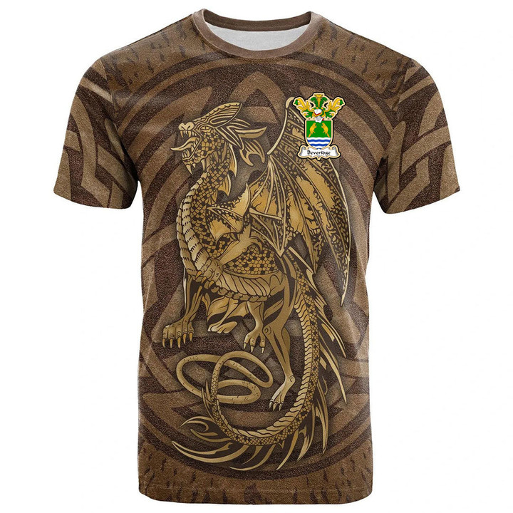 1sttheworld Tee - Beveridge Family Crest T-Shirt - Celtic Vintage Dragon With Knot A7 | 1sttheworld