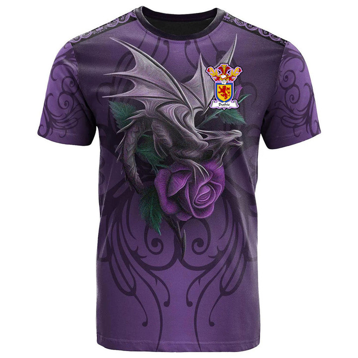 1sttheworld Tee - Duthie Family Crest T-Shirt - Dragon Purple A7 | 1sttheworld