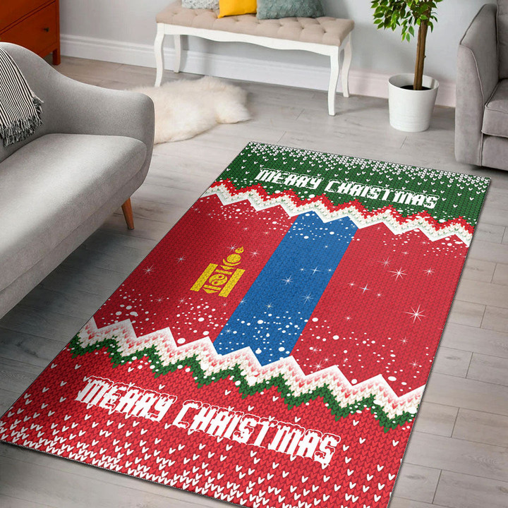1sttheworld Area Rug - Mongolia Merry Christmas Area Rug A7 | 1sttheworld