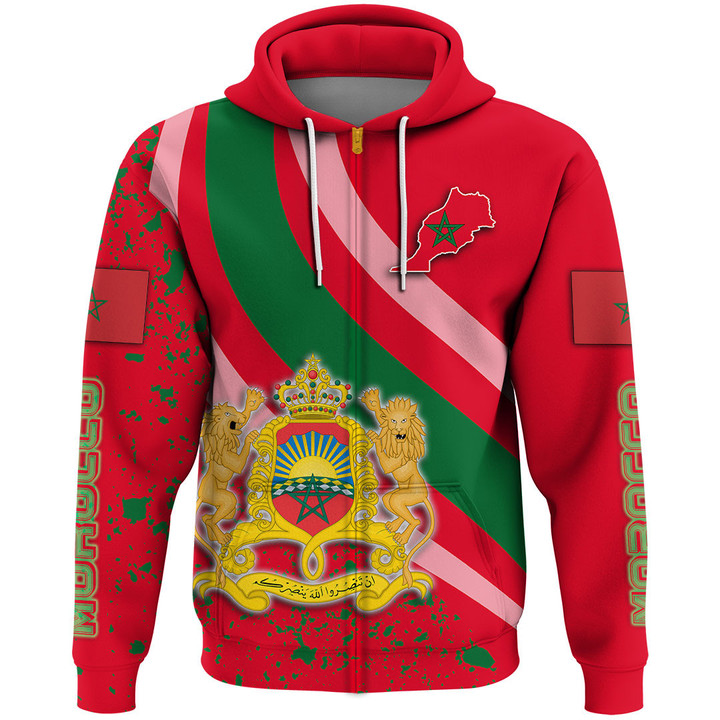 1sttheworl Clothing - Morocco Special Flag Zip Hoodie A35