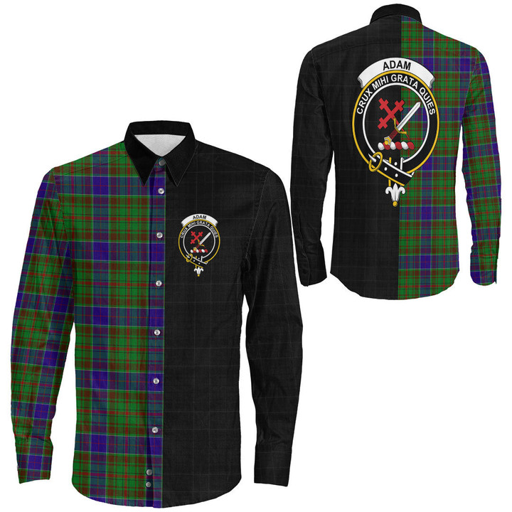 1sttheworld Clothing - Adam Clan Tartan Crest Trick or Treat Halloween Long Sleeve Button Shirt A7 | 1sttheworld