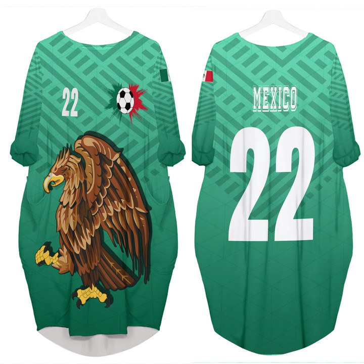 1sttheworld Clothing - Mexico Soccer Jersey Style - Batwing Pocket Dress A95 | 1sttheworld