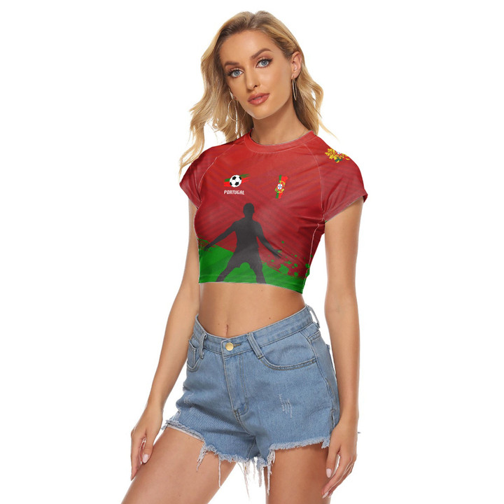 1sttheworld Clothing - Portugal Special Soccer Jersey Style - Women's Raglan Cropped T-shirt A95 | 1sttheworld