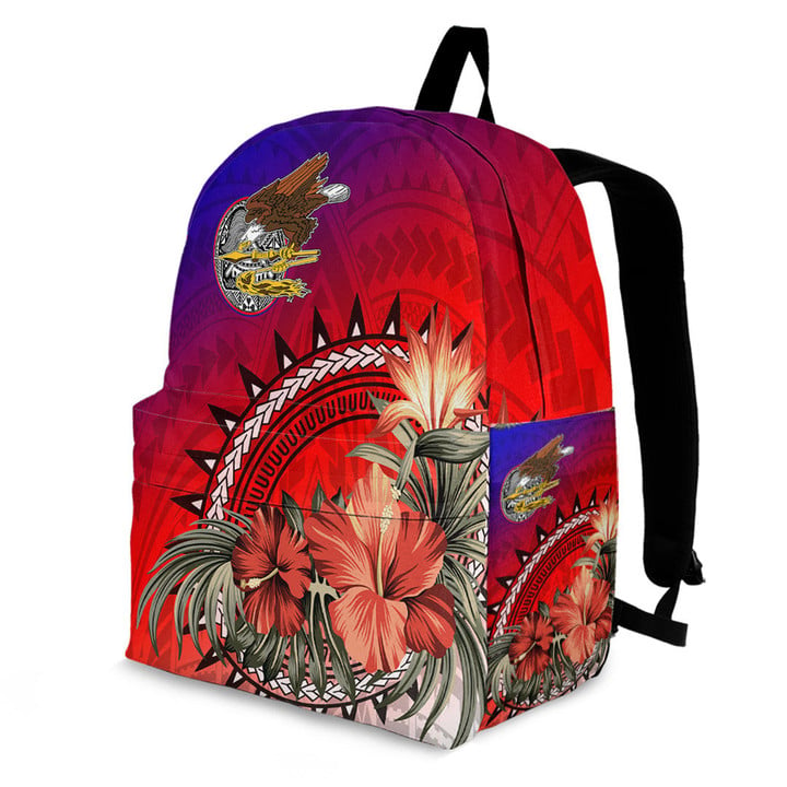 1sttheworld Backpack - American Samoa Hibiscus Polynesian Backpack | 1sttheworld
