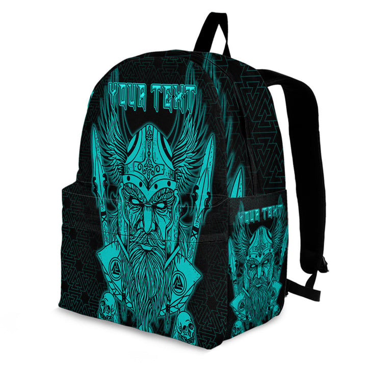 1sttheworld Backpack - (Custom) Odin And Raven Turquoise Viking Backpack | 1sttheworld
