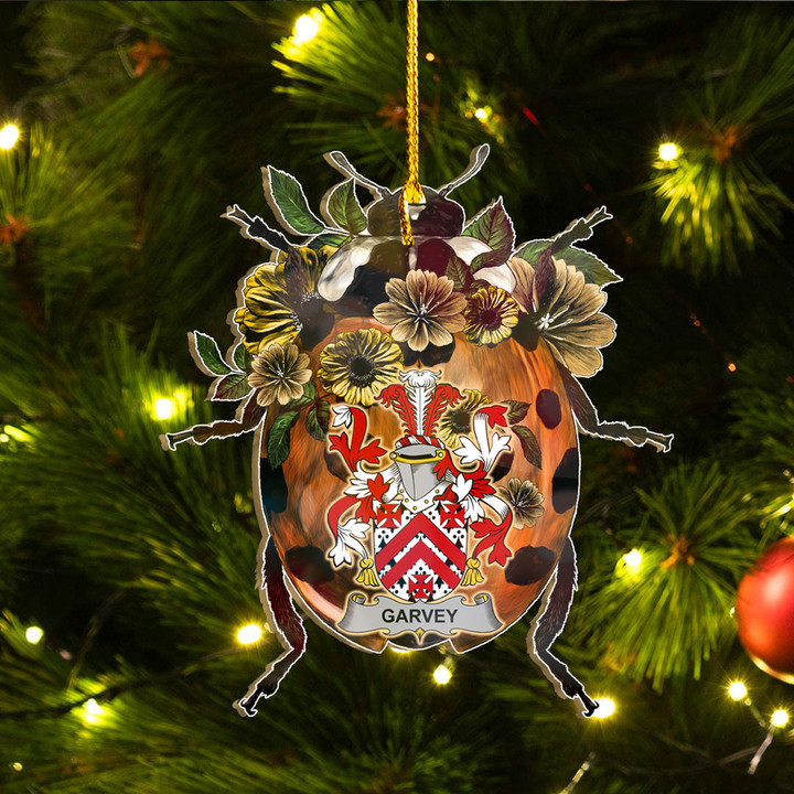 1sttheworld Ornament - Garvey or O Garvey Irish Family Crest Custom Shape Ornament - Ladybug A7 | 1sttheworld