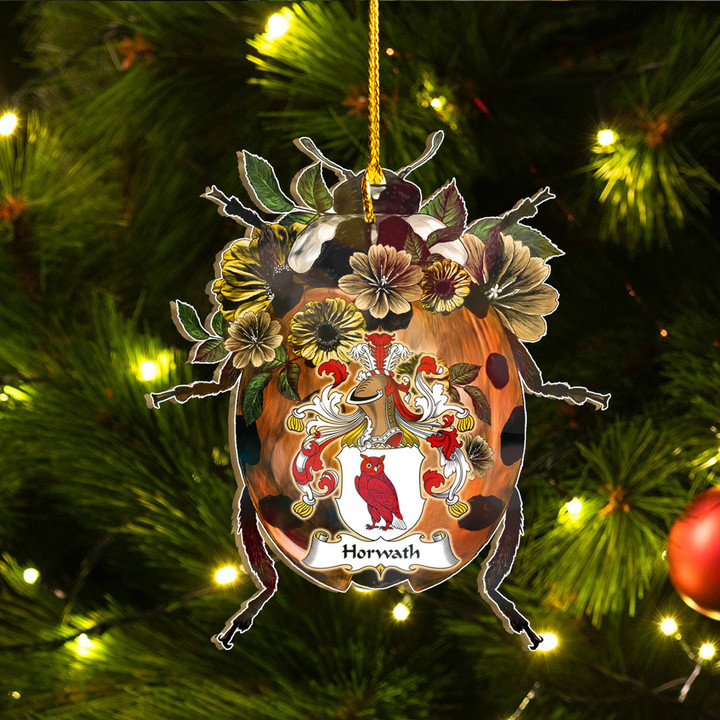 1sttheworld Ornament - Horwath German Family Crest Custom Shape Ornament - Ladybug A7 | 1sttheworld