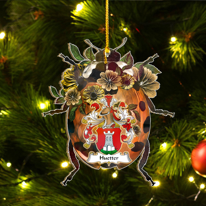 1sttheworld Ornament - Huetter German Family Crest Custom Shape Ornament - Ladybug A7 | 1sttheworld