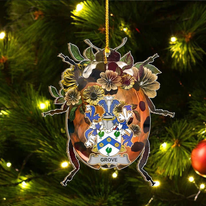 1sttheworld Ornament - Grove Irish Family Crest Custom Shape Ornament - Ladybug A7 | 1sttheworld