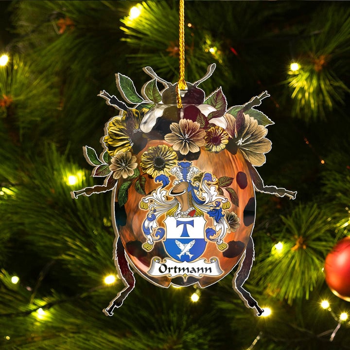 1sttheworld Ornament - Ortmann German Family Crest Custom Shape Ornament - Ladybug A7 | 1sttheworld