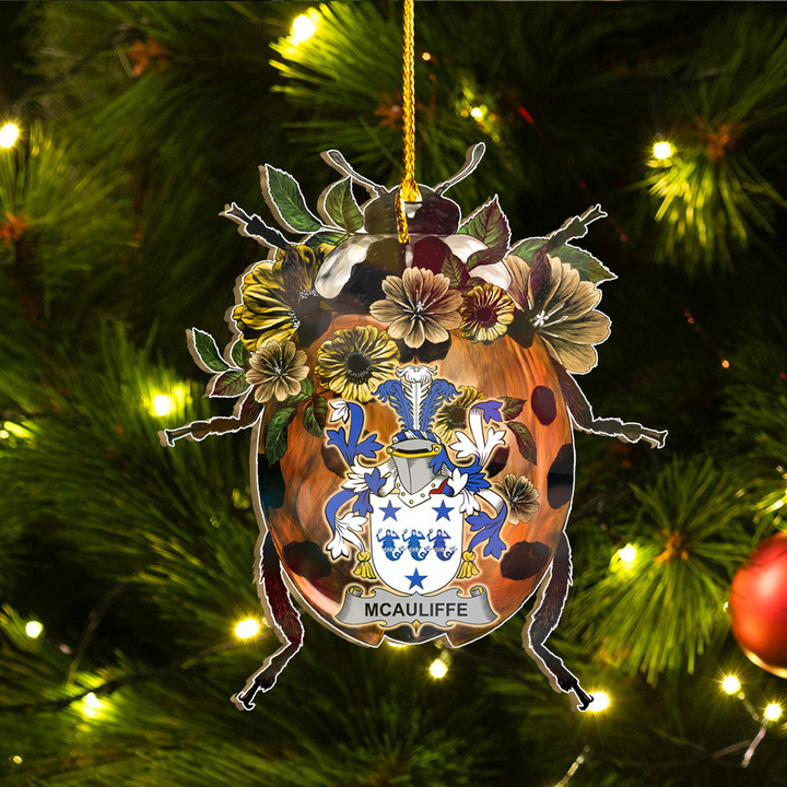 1sttheworld Ornament - McAuliffe Irish Family Crest Custom Shape Ornament - Ladybug A7 | 1sttheworld