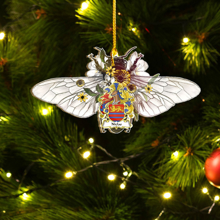 1sttheworld Ornament - Niclas German Family Crest Custom Shape Ornament - Fluffy Bumblebee A7 | 1sttheworld