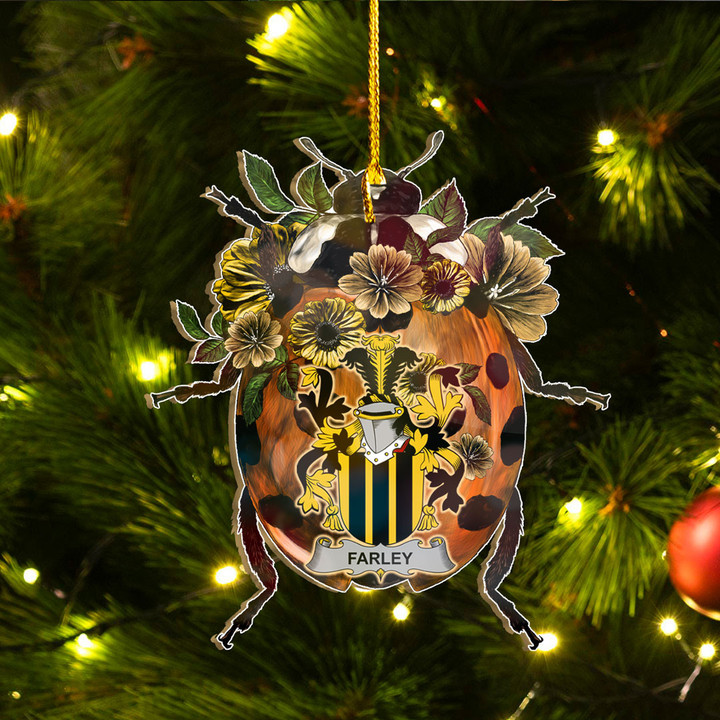 1sttheworld Ornament - Farley or O Farley Irish Family Crest Custom Shape Ornament - Ladybug A7 | 1sttheworld