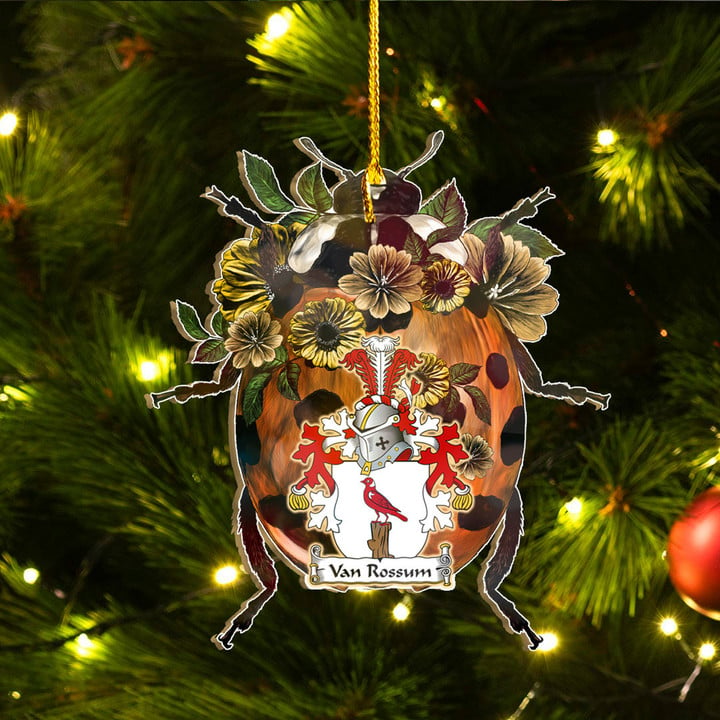 1sttheworld Ornament - Van Rossum Dutch Family Crest Custom Shape Ornament - Ladybug A7 | 1sttheworld