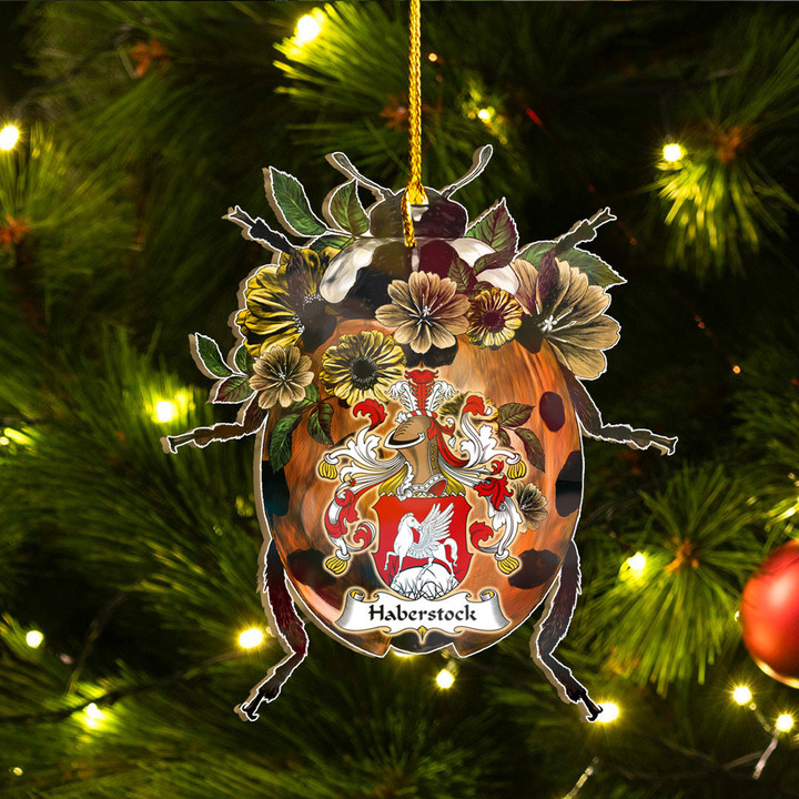 1sttheworld Ornament - Haberstock German Family Crest Custom Shape Ornament - Ladybug A7 | 1sttheworld