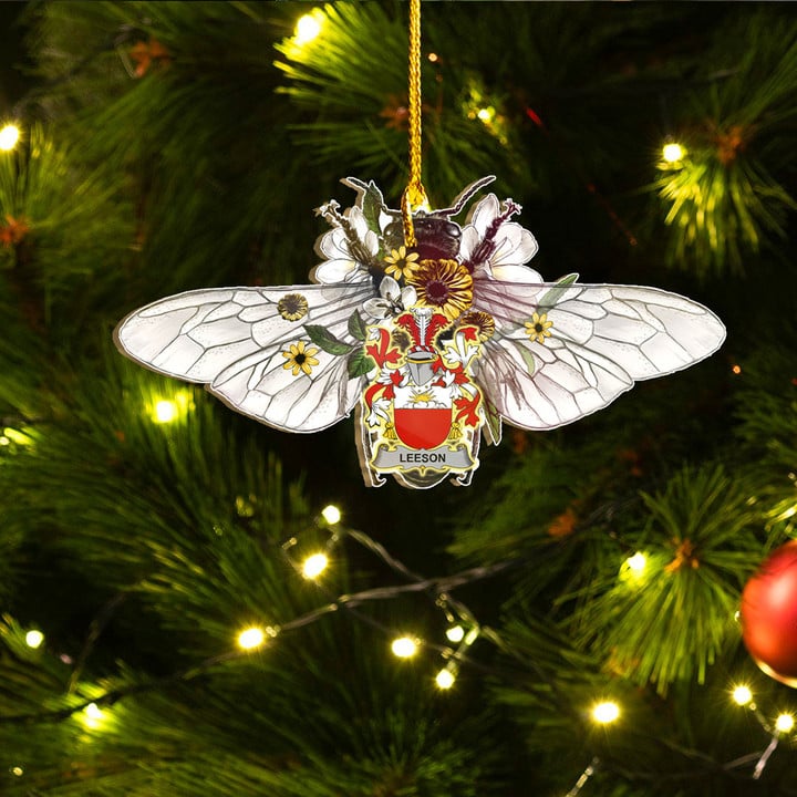 1sttheworld Ornament - Leeson Irish Family Crest Custom Shape Ornament - Fluffy Bumblebee A7 | 1sttheworld