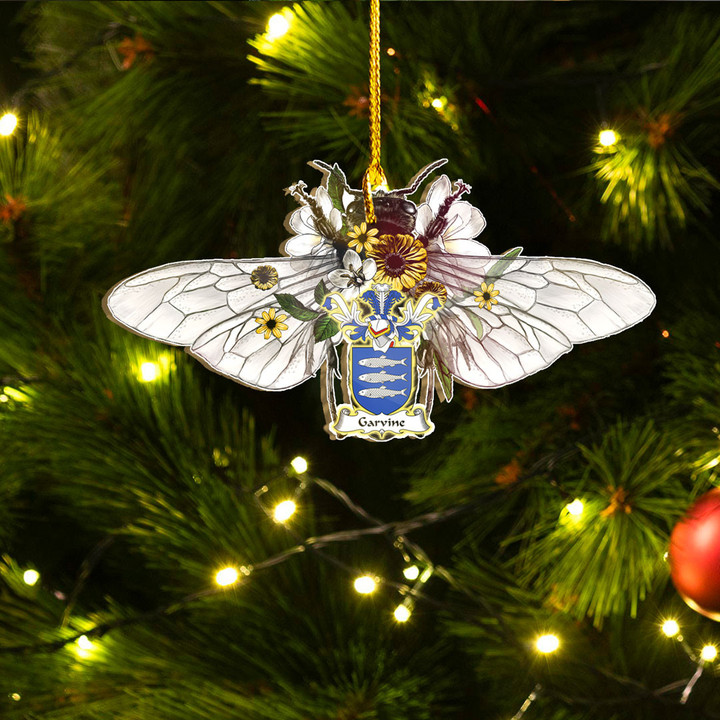 1sttheworld Ornament - Garvine or Garvan Family Crest Custom Shape Ornament - Fluffy Bumblebee A7 | 1sttheworld