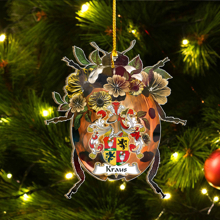 1sttheworld Ornament - Kraus German Family Crest Custom Shape Ornament - Ladybug A7 | 1sttheworld