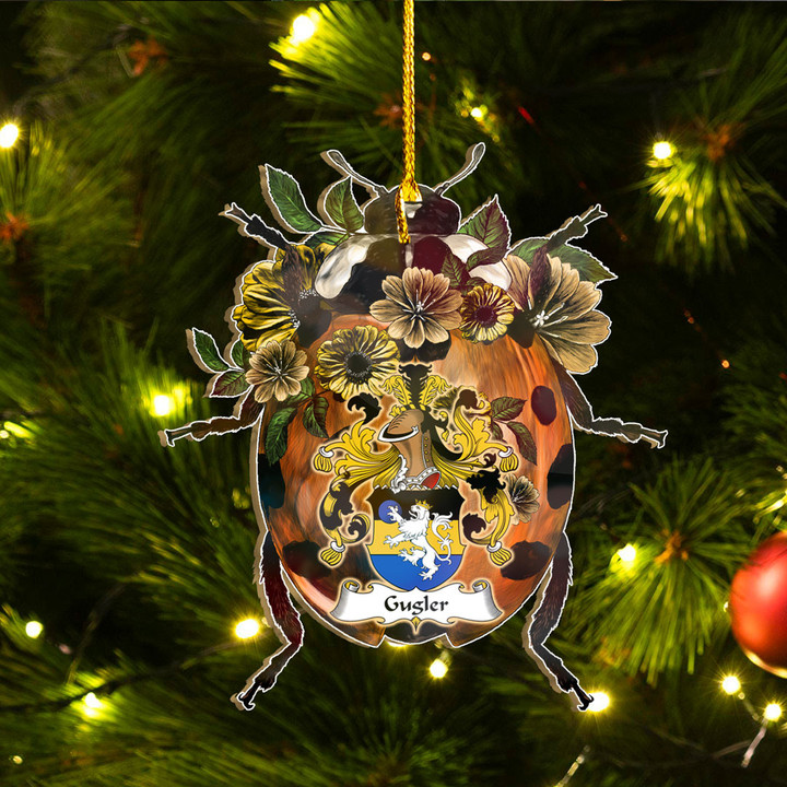1sttheworld Ornament - Gugler German Family Crest Custom Shape Ornament - Ladybug A7 | 1sttheworld
