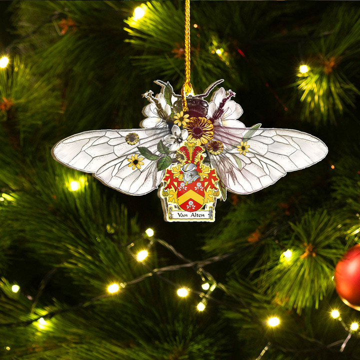 1sttheworld Ornament - Van Alten Dutch Family Crest Custom Shape Ornament - Fluffy Bumblebee A7 | 1sttheworld