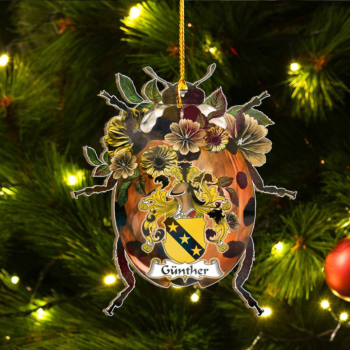 1sttheworld Ornament - Gunther German Family Crest Custom Shape Ornament - Ladybug A7 | 1sttheworld