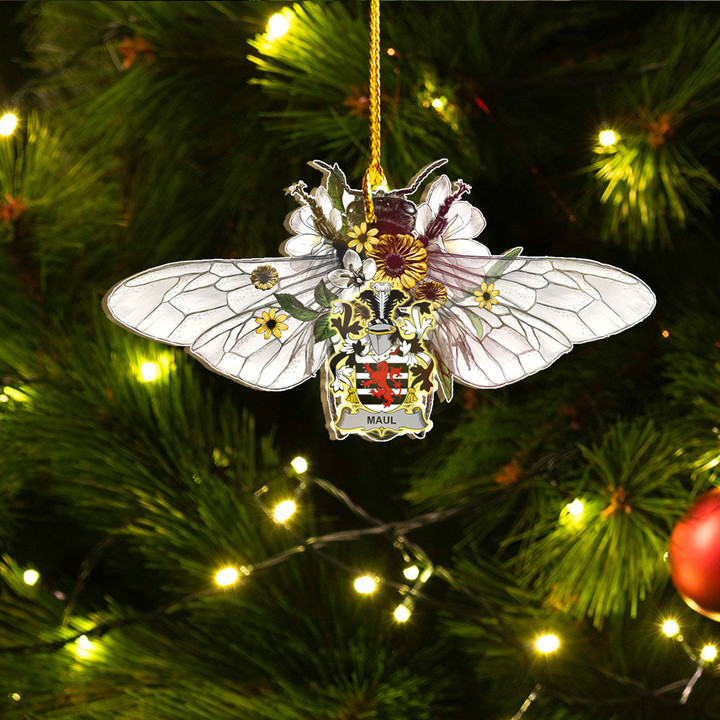 1sttheworld Ornament - Maul or Maule Irish Family Crest Custom Shape Ornament - Fluffy Bumblebee A7 | 1sttheworld