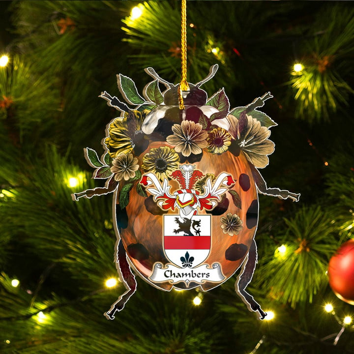 1sttheworld Ornament - Chambers Family Crest Custom Shape Ornament - Ladybug A7 | 1sttheworld