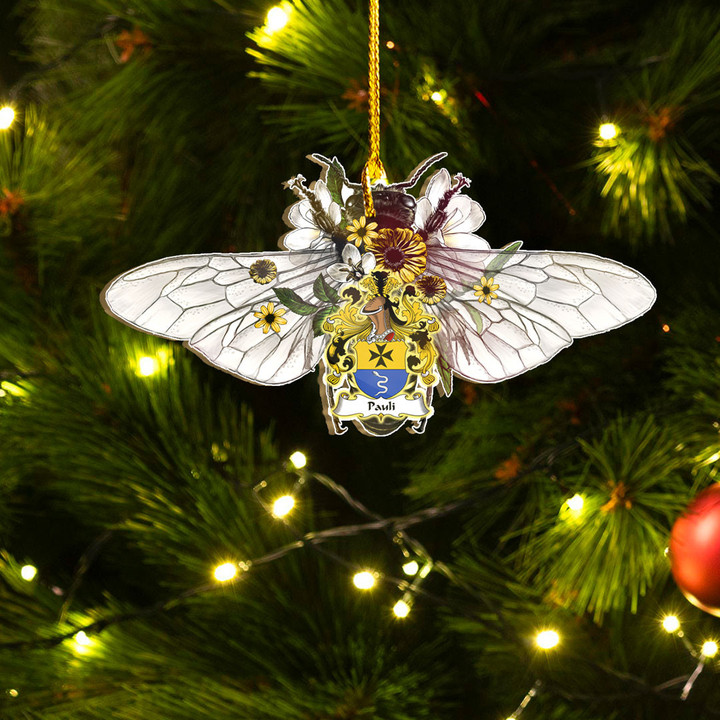 1sttheworld Ornament - Pauli German Family Crest Custom Shape Ornament - Fluffy Bumblebee A7 | 1sttheworld
