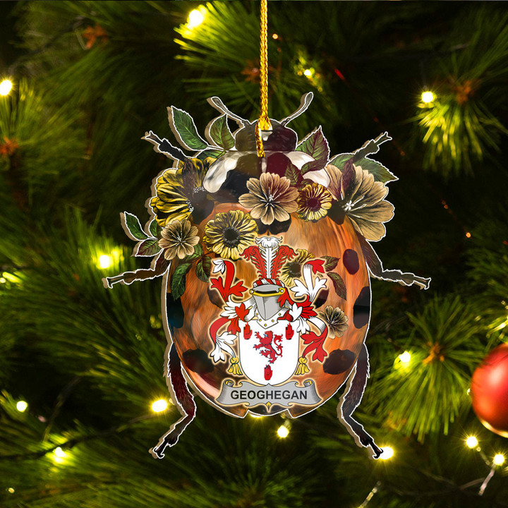 1sttheworld Ornament - Geoghegan or O Geoghegan Irish Family Crest Custom Shape Ornament - Ladybug A7 | 1sttheworld
