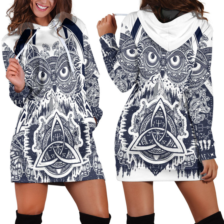 Viking Owl Celtic Hoodie Dress A35 | 1sttheworld