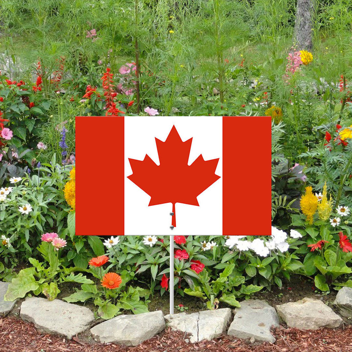 1sttheworld Garden - Canada Flag Metal Garden Sign A35