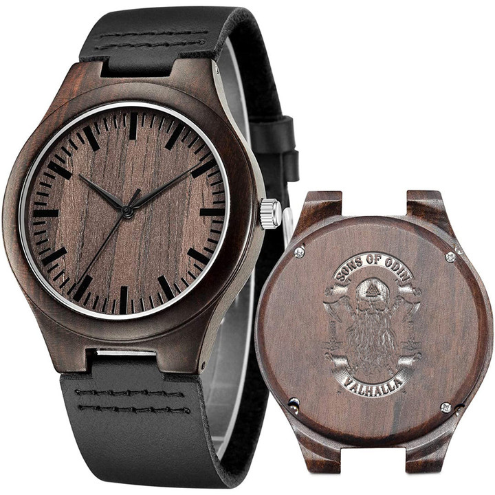 1sttheworld Watch - Vikings Nordish Son of Odin Engraved Wooden Watch A35