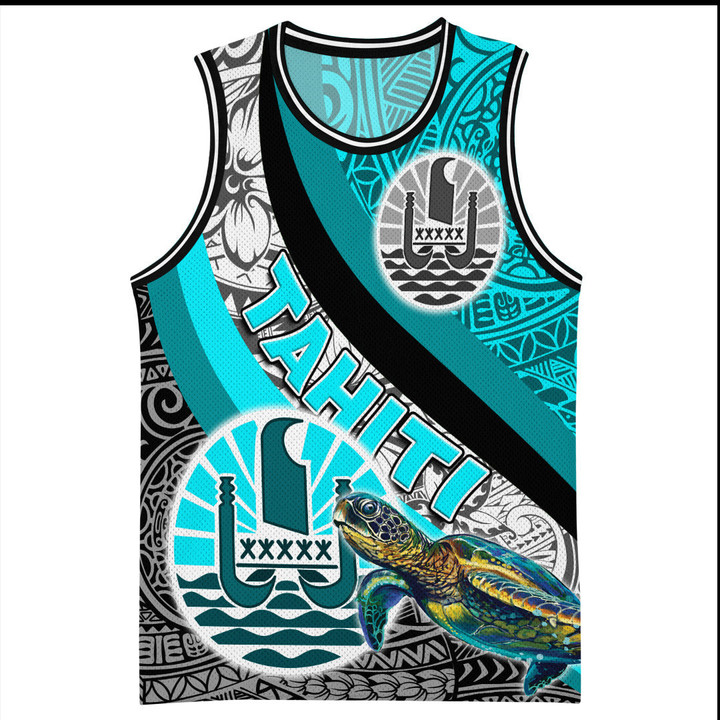 1stteworld Clothing - Tahiti Special Polynesia Cyan Style Basketball Jersey A35