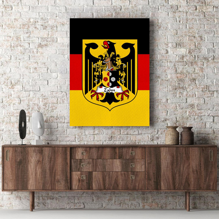 1sttheworld Germany Canvas - Zahn German Family Crest Canvas Wall Art - Flag of Germany and Coat of Arms A7 | 1sttheworld