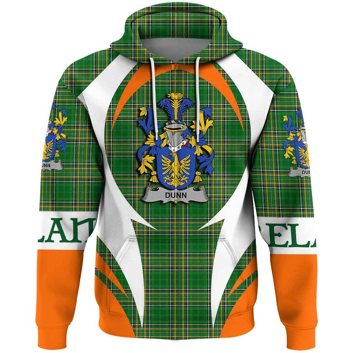 1sttheworld Clothing - Dunn or O Dunn Family Crest Ireland Hoodie Irish National Tartan Action Style A35