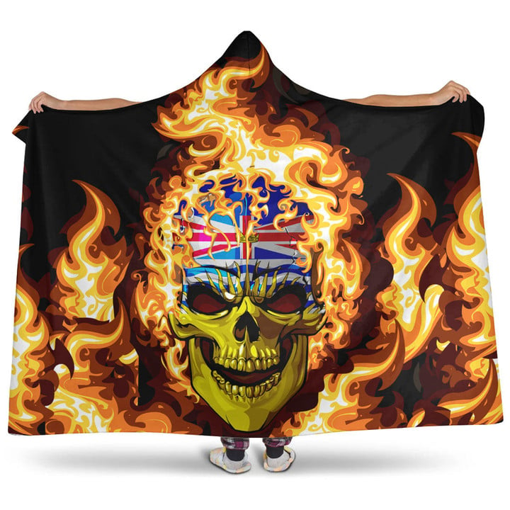 1sttheworld Hooded Blanket - Canada Of British Columbia Flaming Skull Hooded Blanket A7 | 1sttheworld