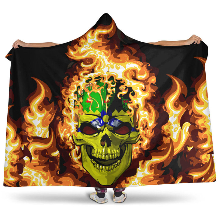 1sttheworld Hooded Blanket - Australia Of Launceston Tasmania Flaming Skull Hooded Blanket A7 | 1sttheworld