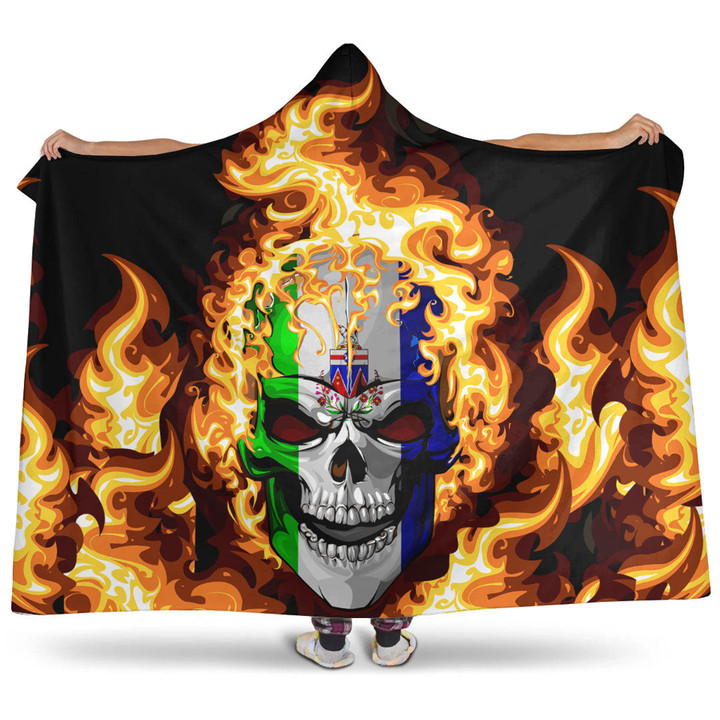 1sttheworld Hooded Blanket - Canada Of Yukon Flaming Skull Hooded Blanket A7 | 1sttheworld