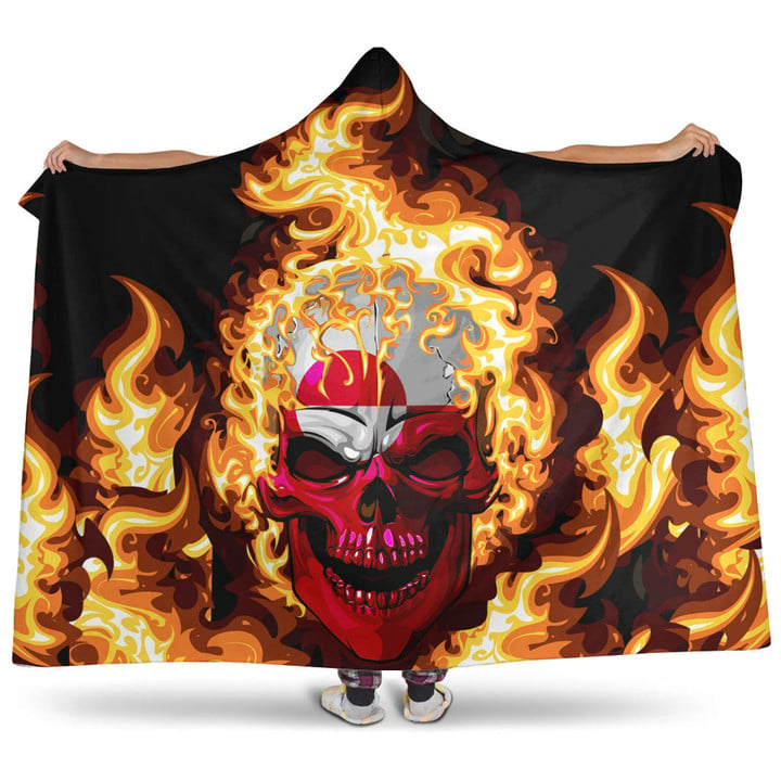 1sttheworld Hooded Blanket - Greenland Flaming Skull Hooded Blanket A7 | 1sttheworld
