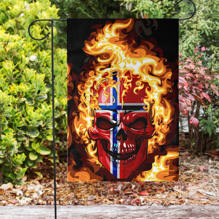 1sttheworld Flag - Norway Flaming Skull Flag A7 | 1sttheworld