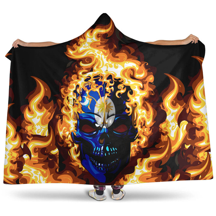 1sttheworld Hooded Blanket - Of South Carolina January 1861 Flaming Skull Hooded Blanket A7 | 1sttheworld