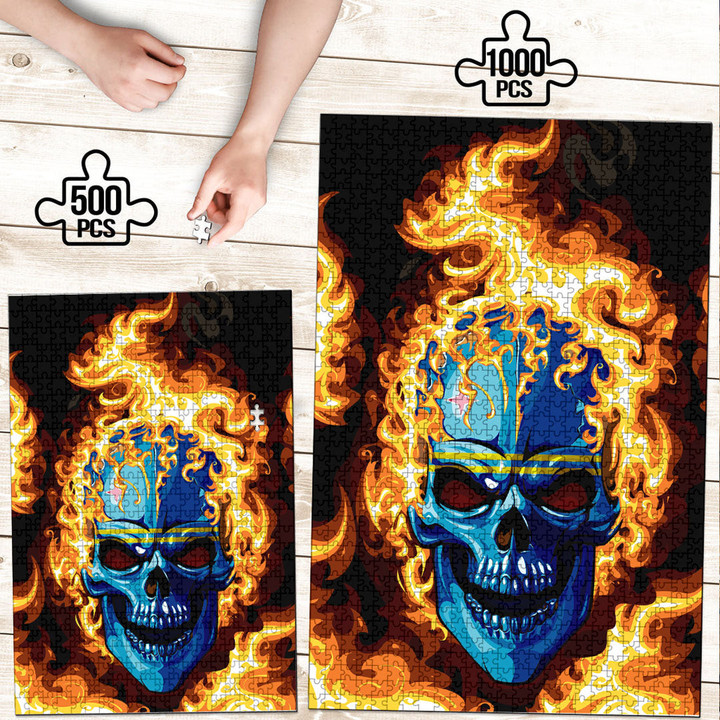 1sttheworld Jigsaw Puzzle - Aruba Flaming Skull Jigsaw Puzzle A7