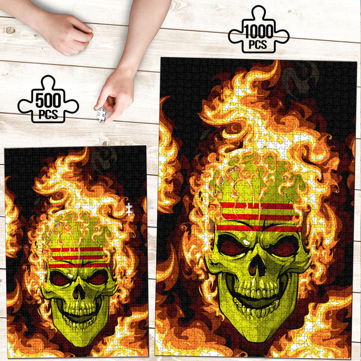 1sttheworld Jigsaw Puzzle - South Vietnam Flaming Skull Jigsaw Puzzle A7