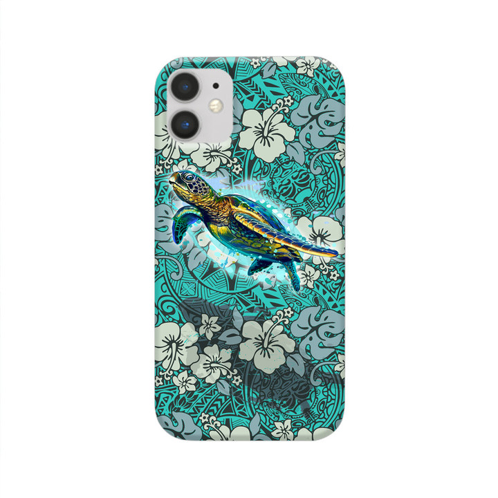 1stthewrold Phone Case - Turtle Polynesia Pattern and Flower Phone Case A35
