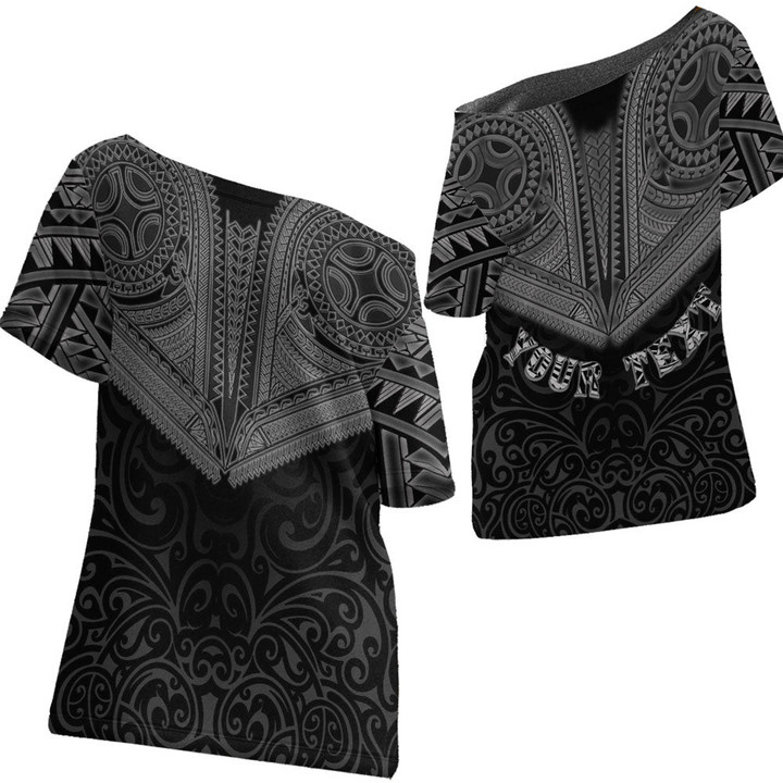 Maori Neck And Arm Off Shoulder T-Shirt A95 | 1sttheworld