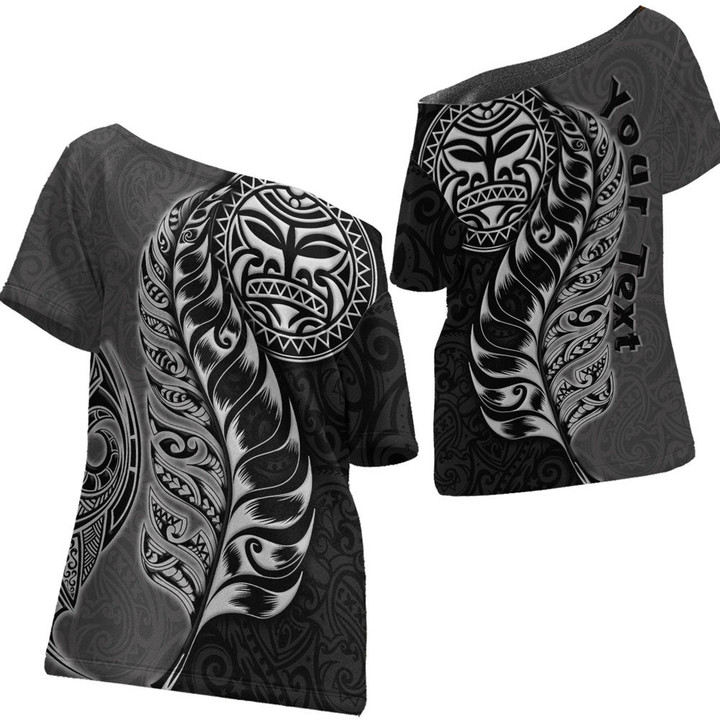 Maori Symbol Off Shoulder T-Shirt A95 | 1sttheworld