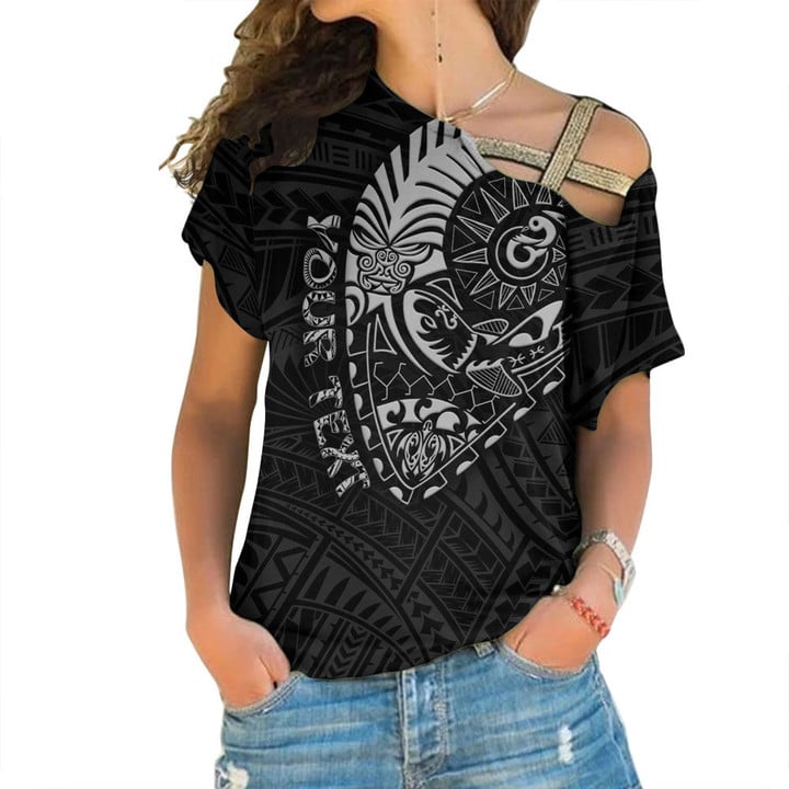 Maori Fern Symbol One Shoulder Shirt A95 | 1sttheworld