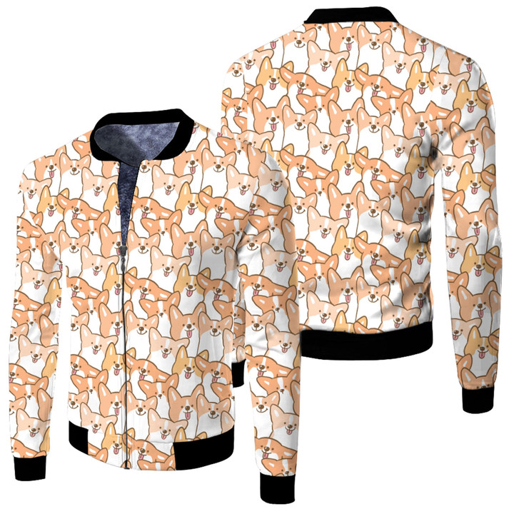 1sttheworld Clothing - Cute Corgi Dog - Fleece Winter Jacket A7 | 1sttheworld